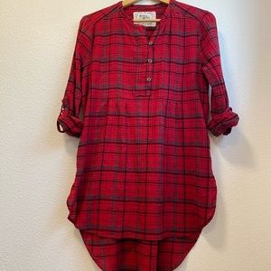 Anthro Holding Horses Red Flannel Shirt Dress